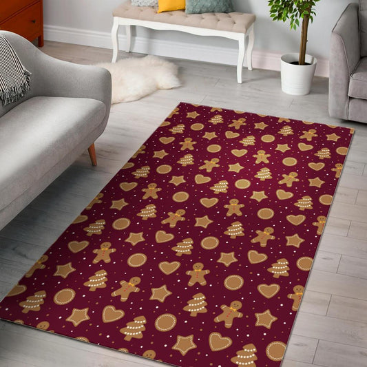 Christmas Ginger Cookie Pattern Background Area Rug