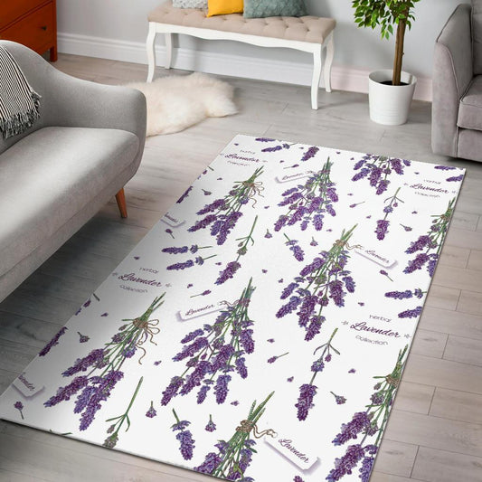 lavender flower design pattern Area Rug