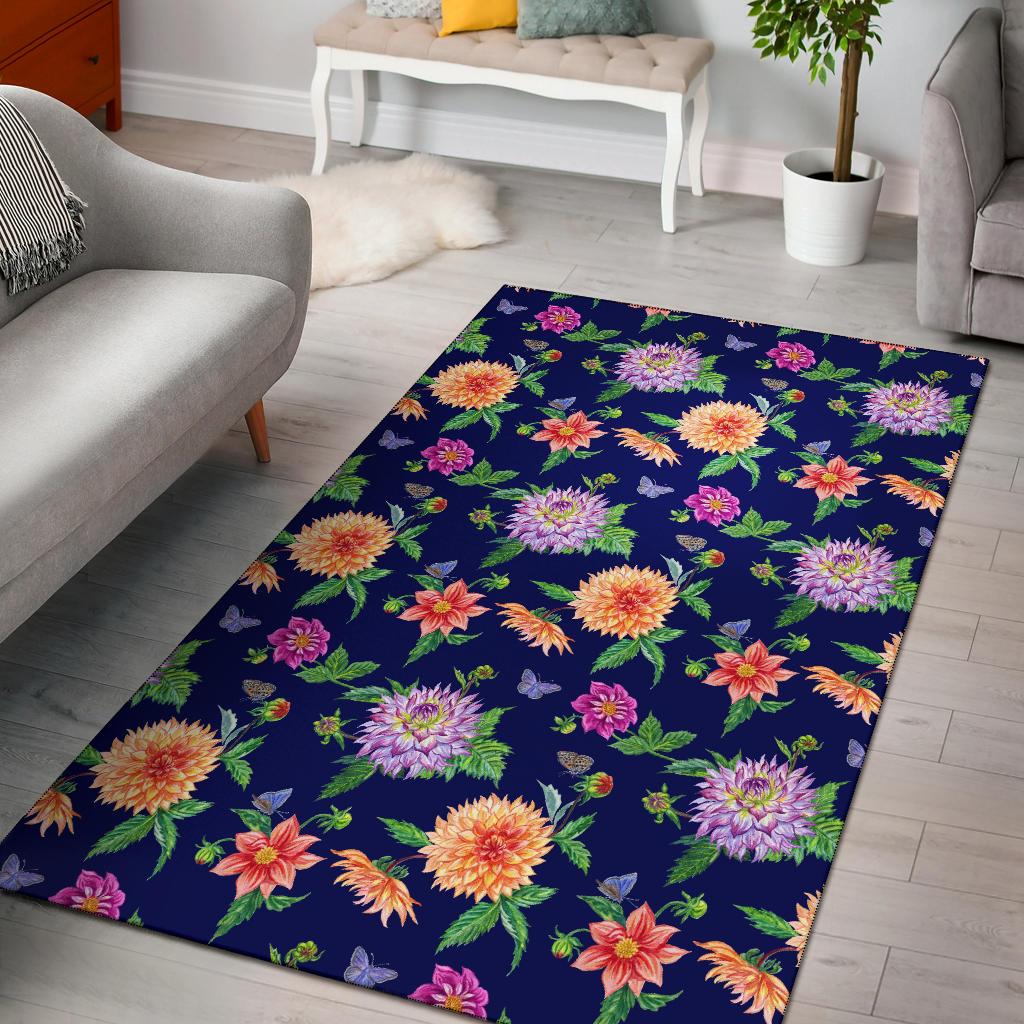 Dahlia Pattern Print Design DH010 Area Rugs