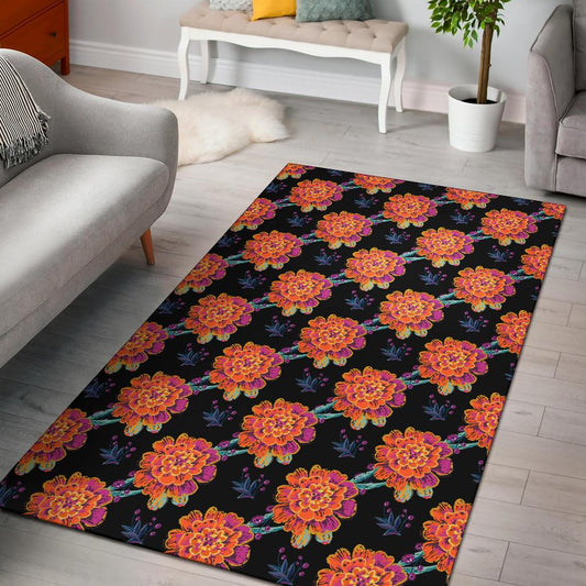 Marigold Pattern Print Design MR04 Area Rugs
