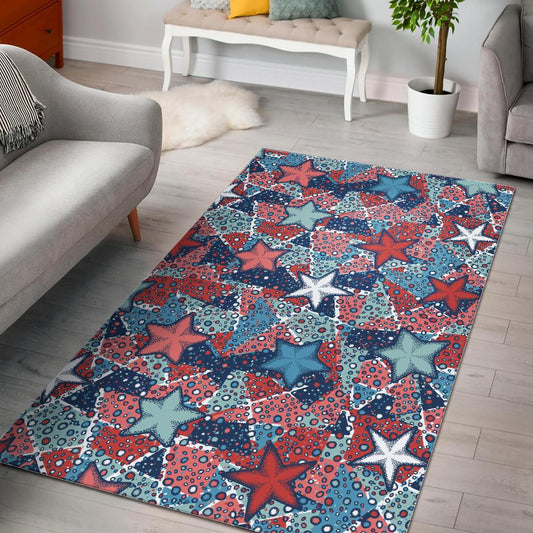 Hand drawn colorful starfish Area Rug