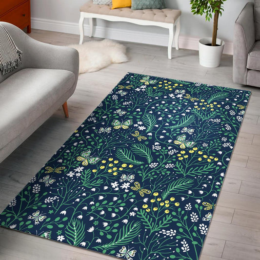 butterfly leaves pattern Area Rug