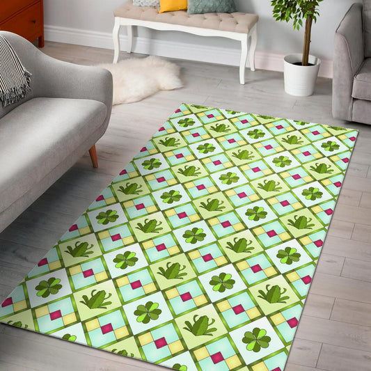 Frog Clover leaves Pattern Area Rug