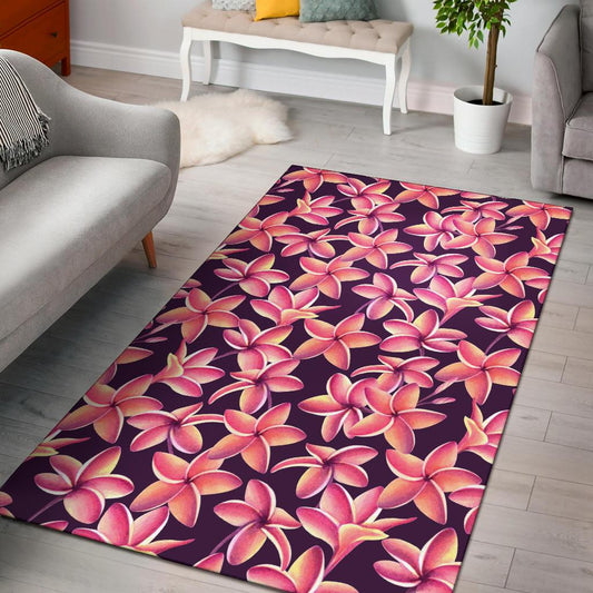 Purple Plumeria Pattern Print Design PM010 Area Rugs