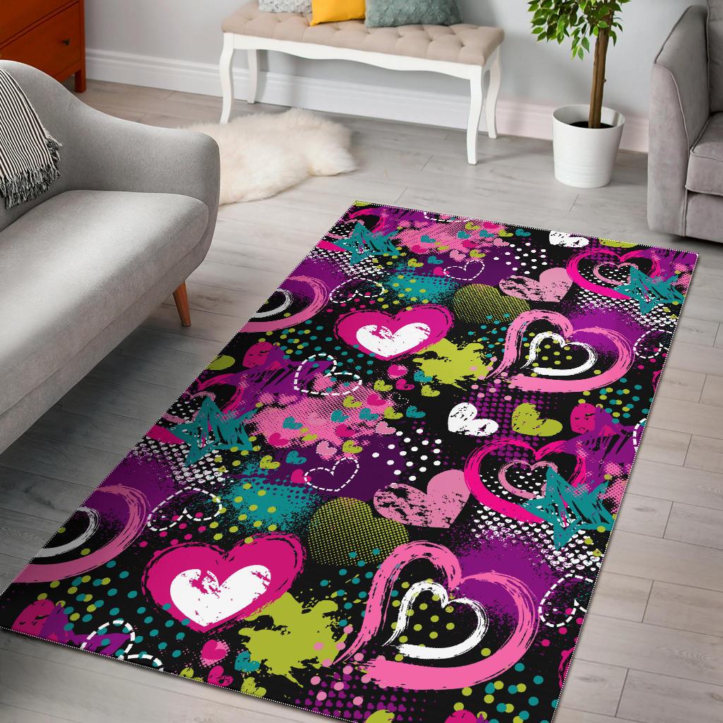 heart dot wave star creative design pattern Area Rug