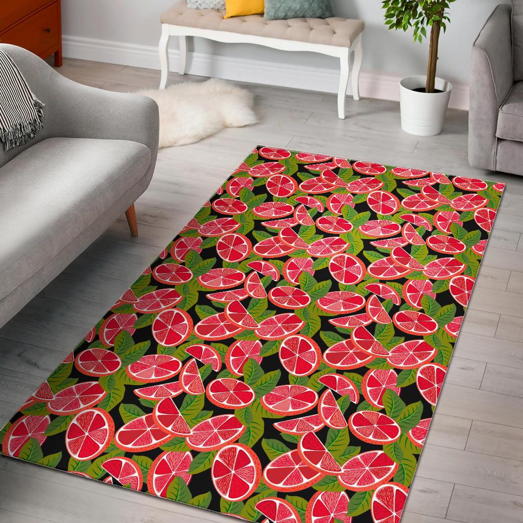 Grapefruit Leaves Pattern Area Rug