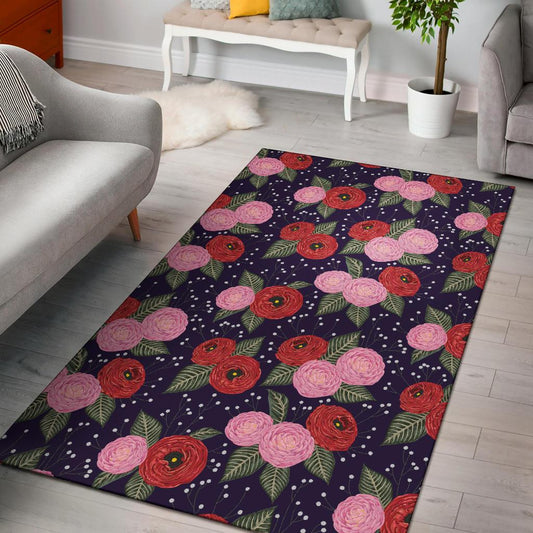 Camellia Pattern Print Design CM02 Area Rugs