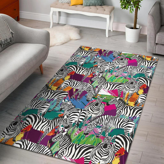 Zebra Colorful Pattern Area Rug