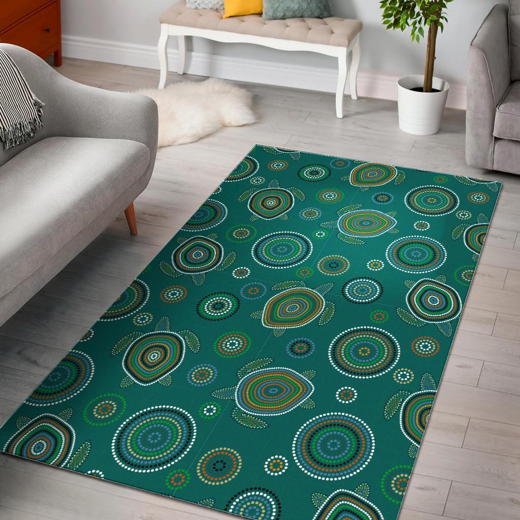 Sea Turtle Aboriginal Pattern Area Rug