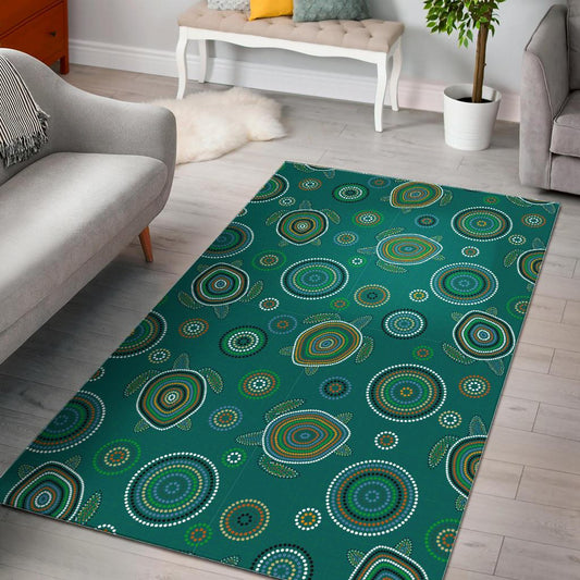 Sea Turtle Aboriginal Pattern Area Rug