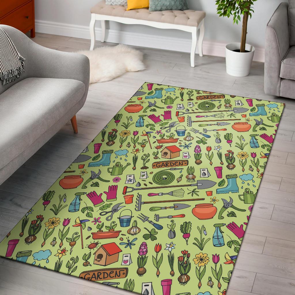 Gardening Pattern Print Design G02 Area Rugs