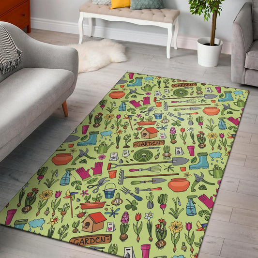 Gardening Pattern Print Design G02 Area Rugs