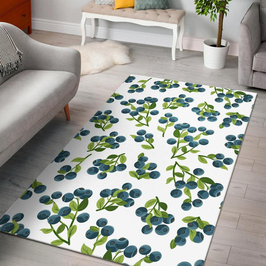 blueberry white background Area Rug