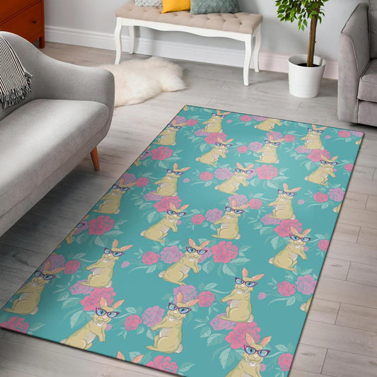 Rabbit Pattern Print Design RB05 Area Rugs