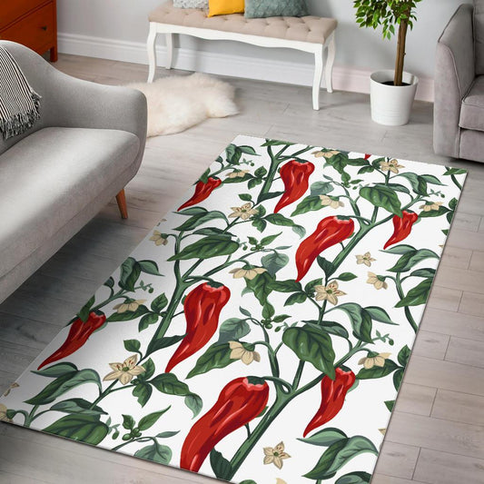 Chili Leaves Flower Pattern Area Rug