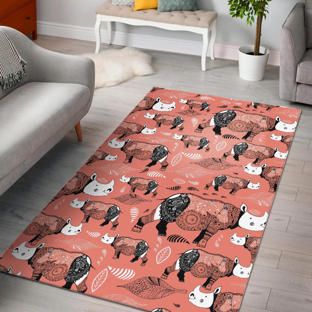 Rhino Tribal Pattern Area Rug