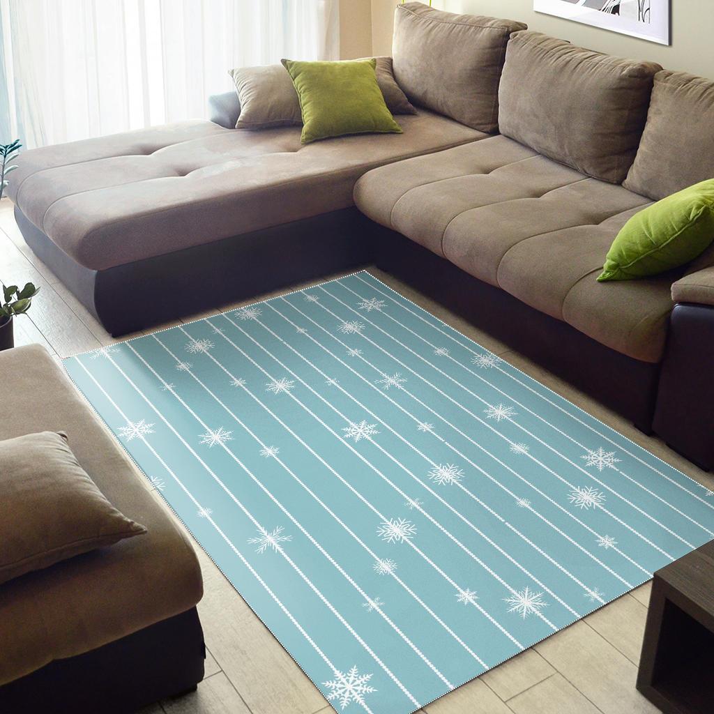 Snowflake pattern blue stripe background Area Rug