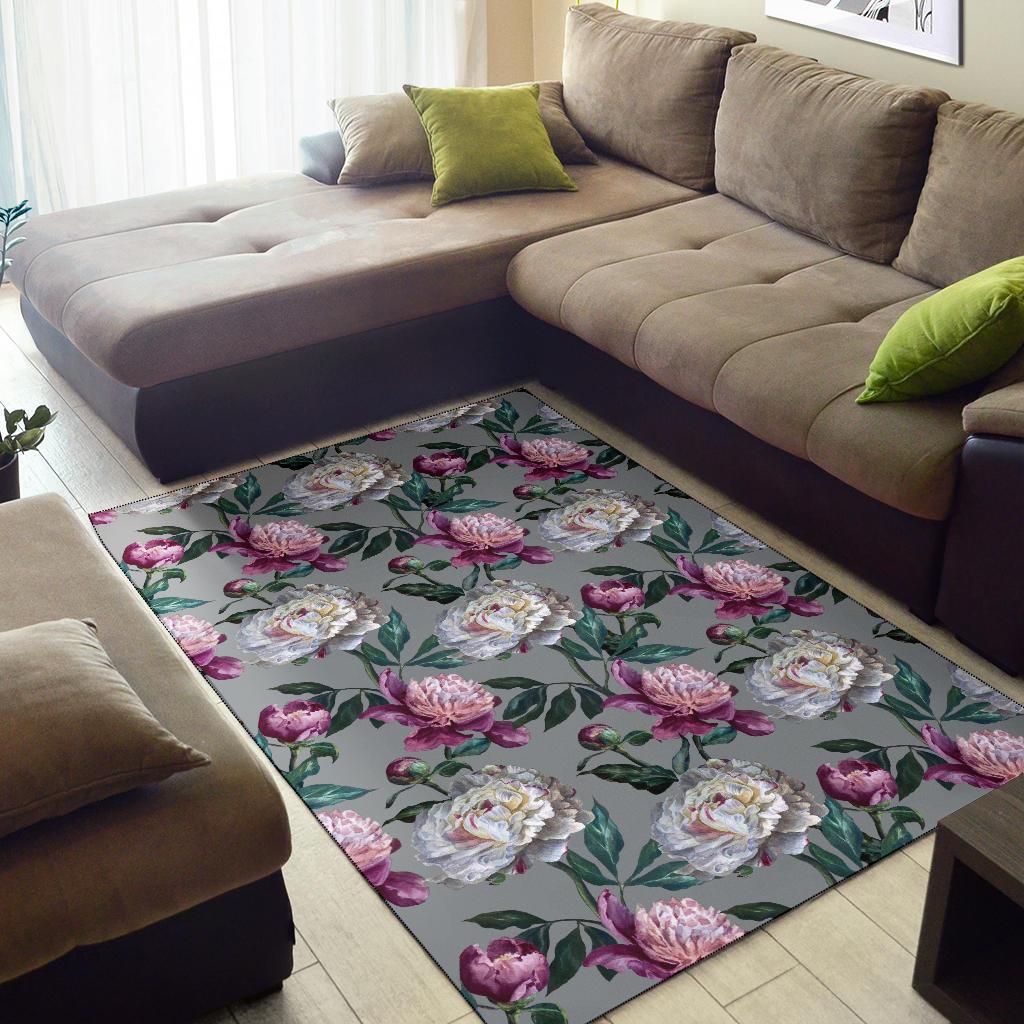 Peony Pattern Print Design PE01 Area Rugs