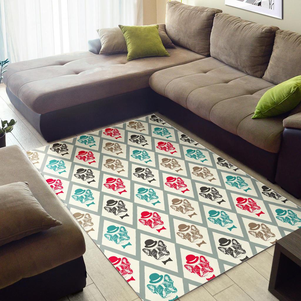 French Bulldog Tuxedo Pattern Area Rug