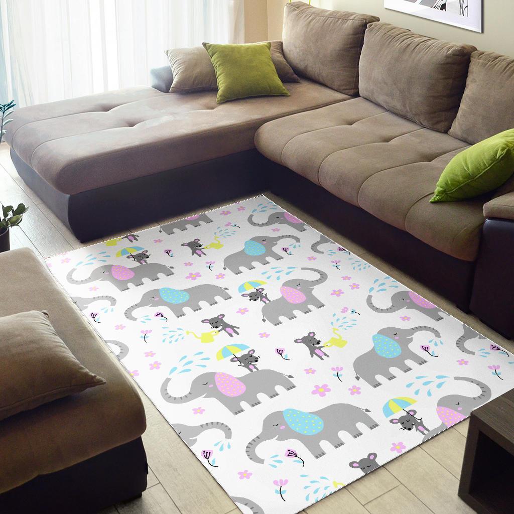 Cute elephant mouse pattern Area Rug