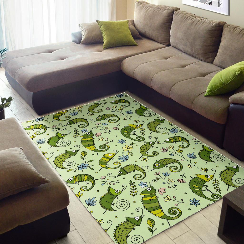 Cute Chameleon Lizard Pattern Area Rug