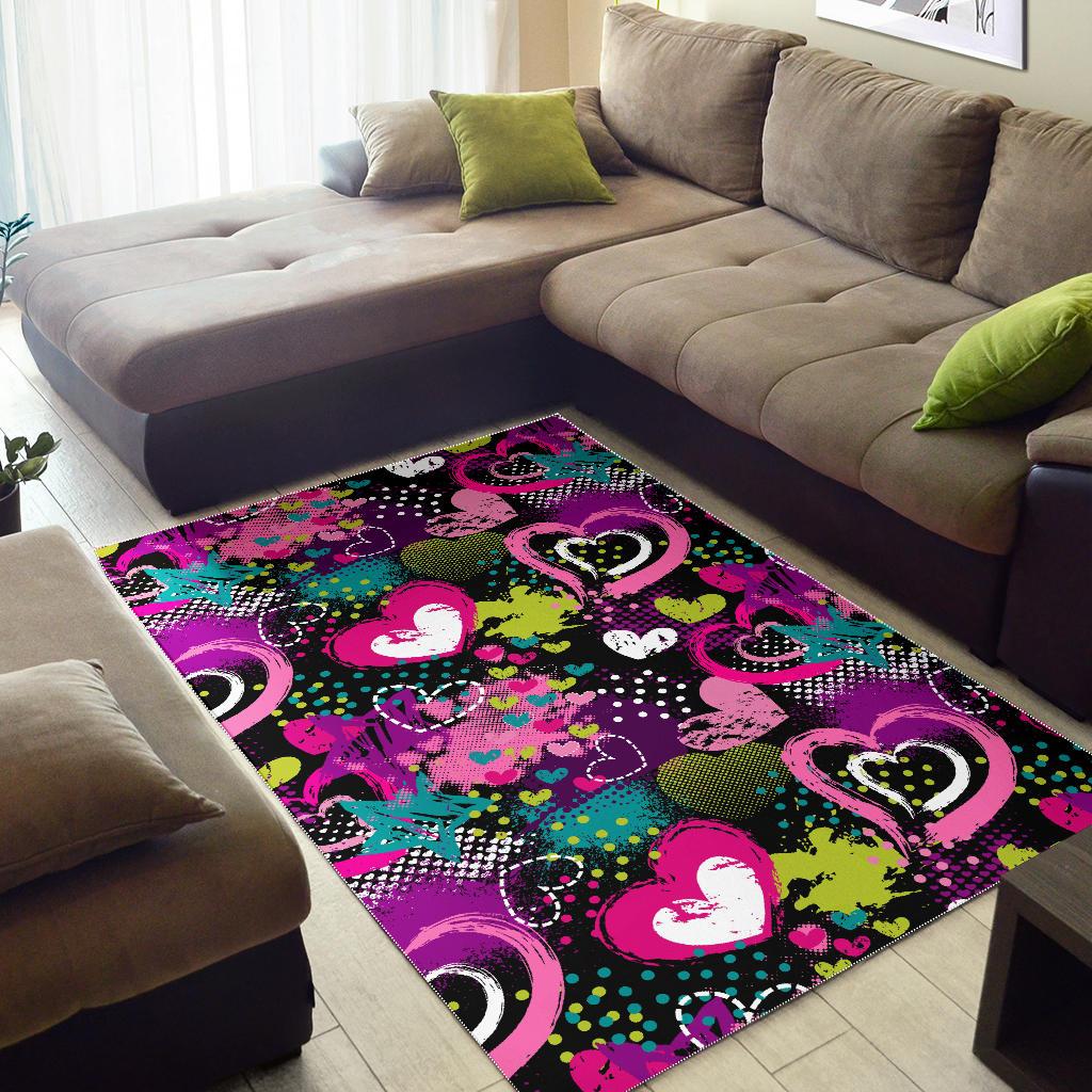 heart dot wave star creative design pattern Area Rug