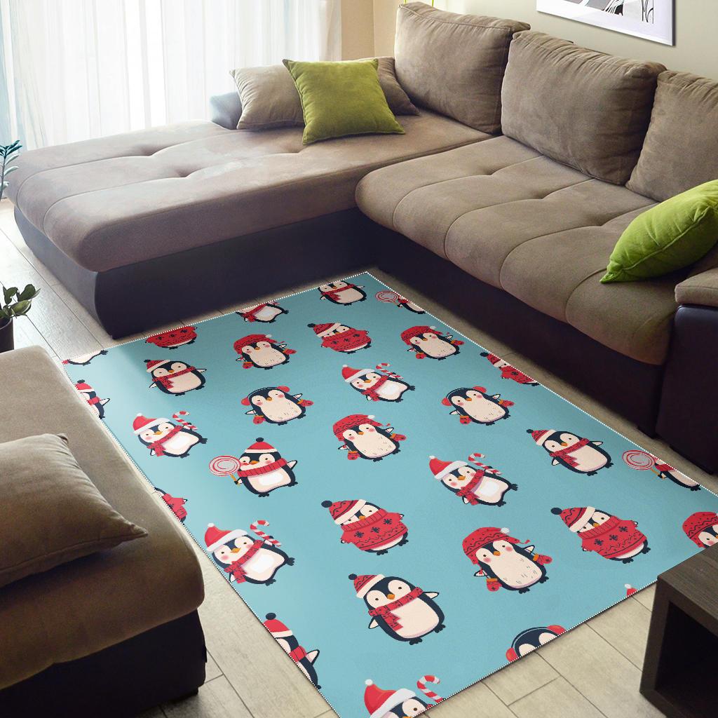 Cute penguin christmas  design pattern Area Rug