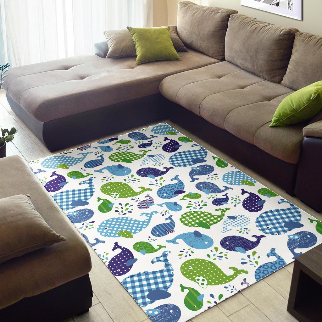 Whale Stripe Dot Pattern Area Rug