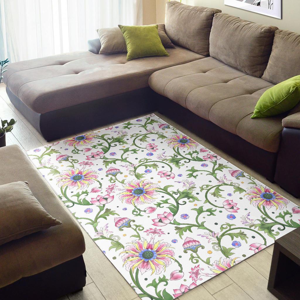 Beautiful pink lotus waterlily leaves pattern Area Rug