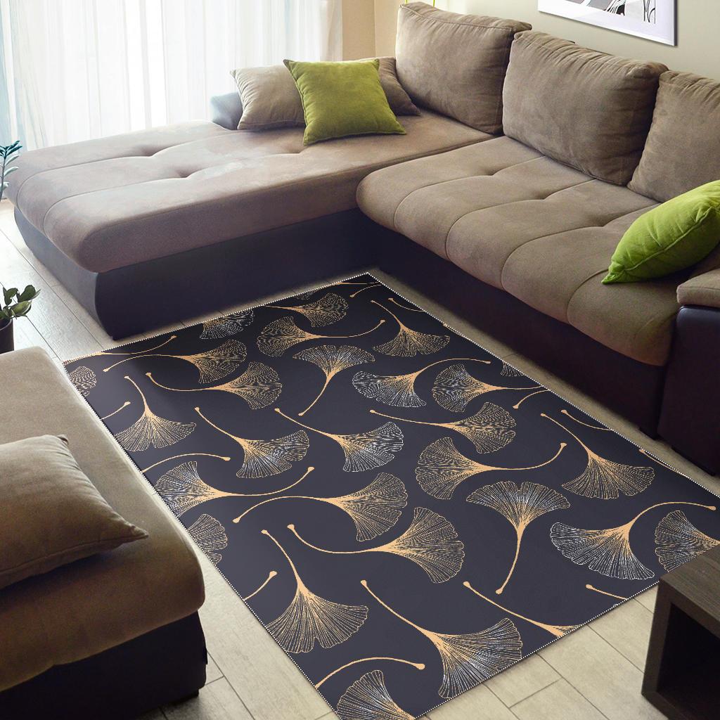 Gold ginkgo leaves Area Rug