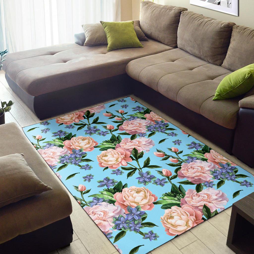 Peony Pattern Print Design PE02 Area Rugs