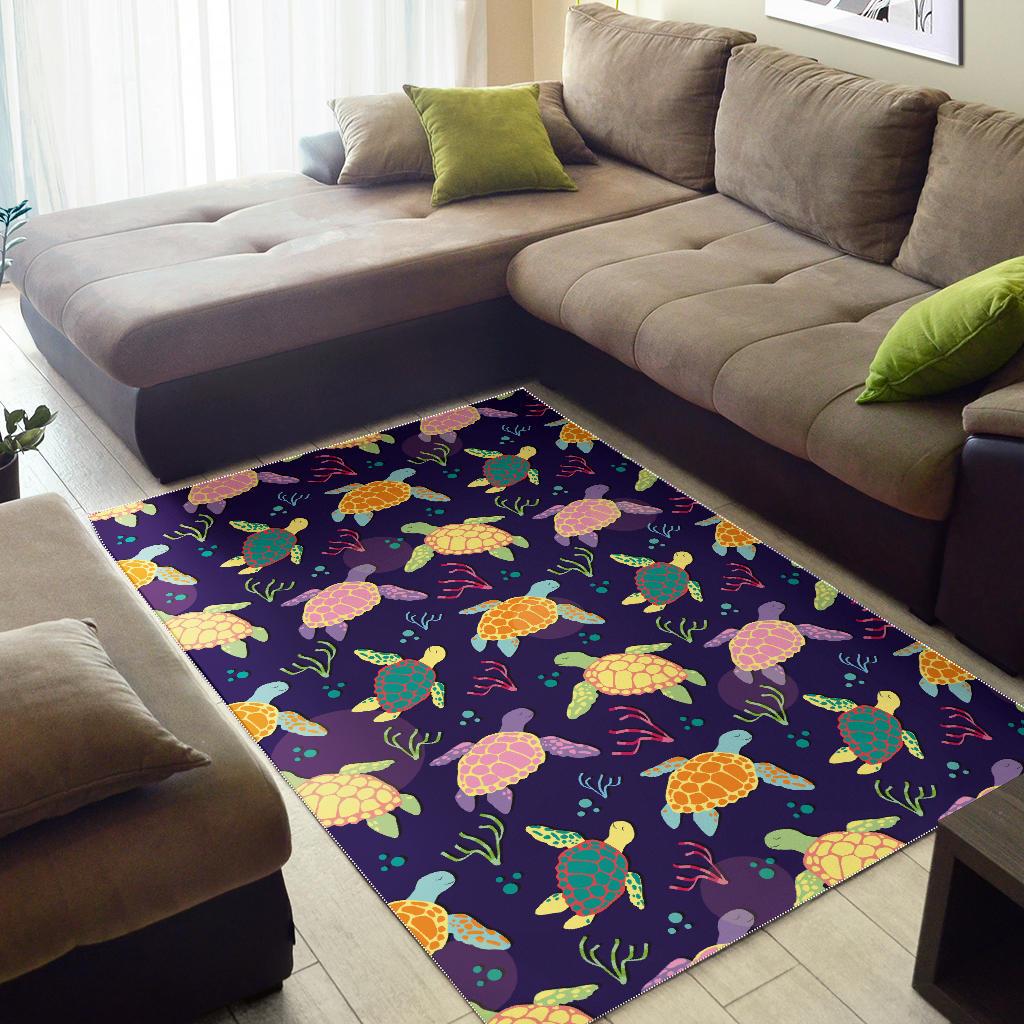 Colorful sea turtle pattern Area Rug
