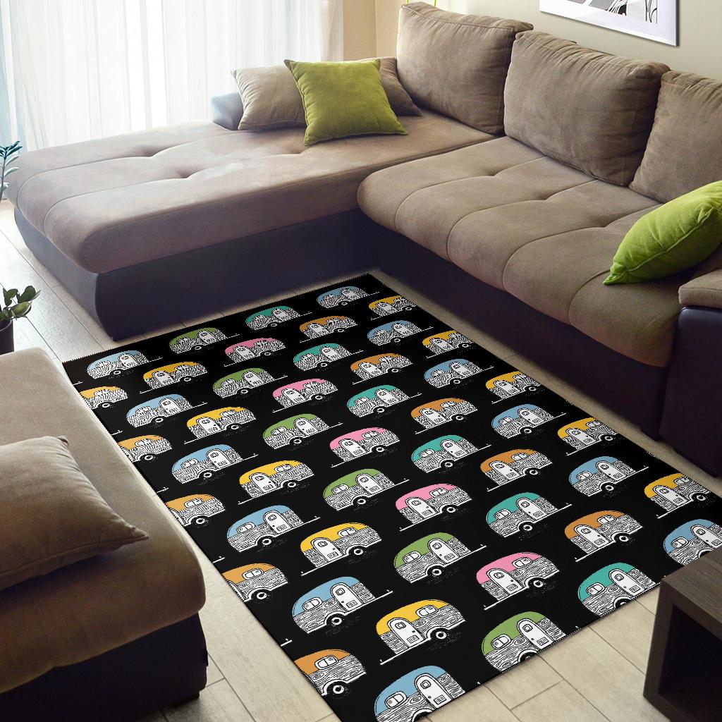 Camper Pattern Camping Themed No 2 Print Area Rugs