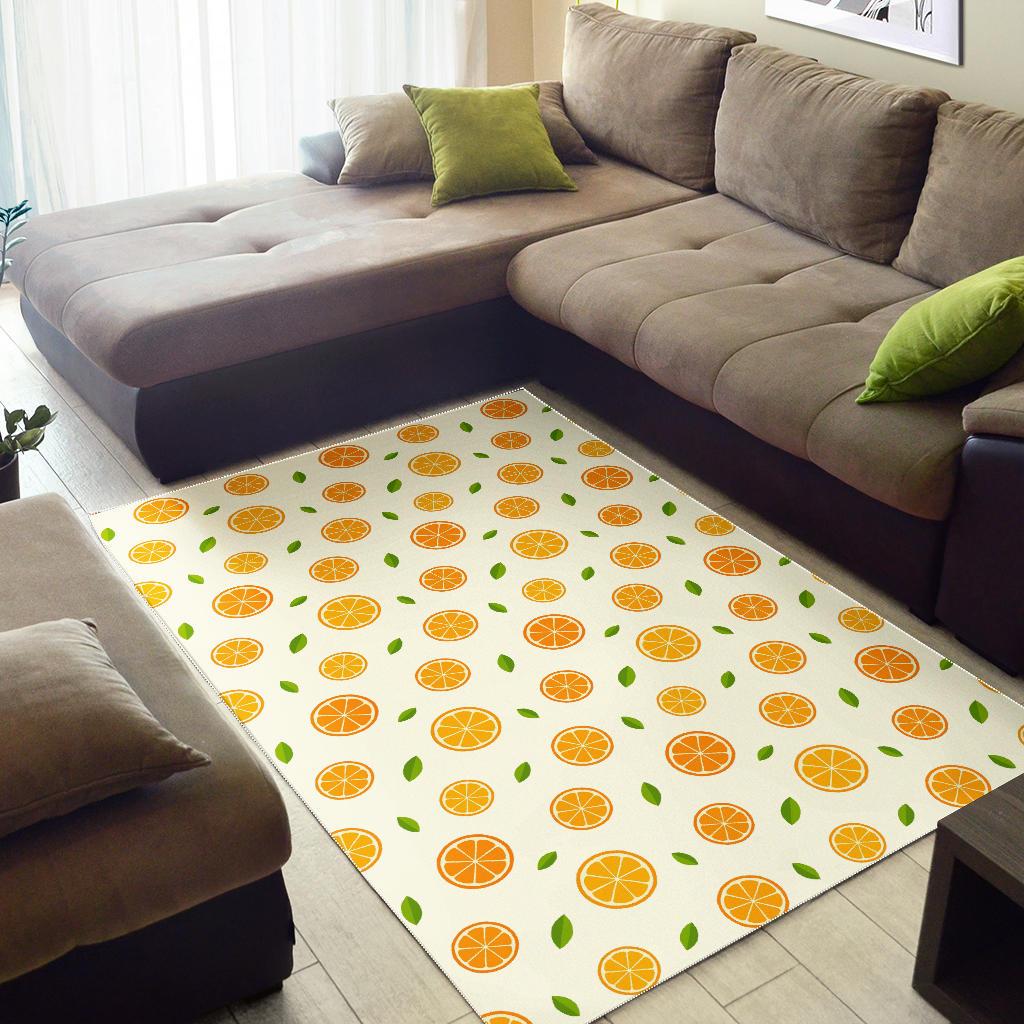 oranges leaves pattern Area Rug