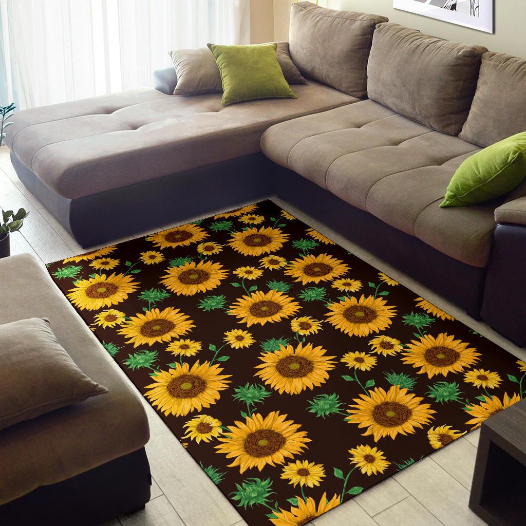 Sunflower Pattern Print Design SF01 Area Rugs