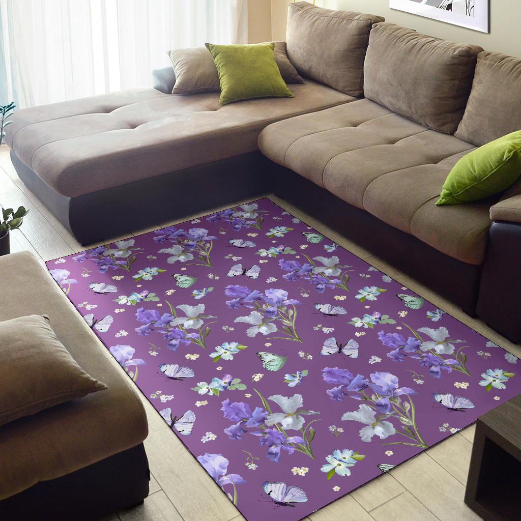 Iris Pattern Print Design IR09 Area Rugs