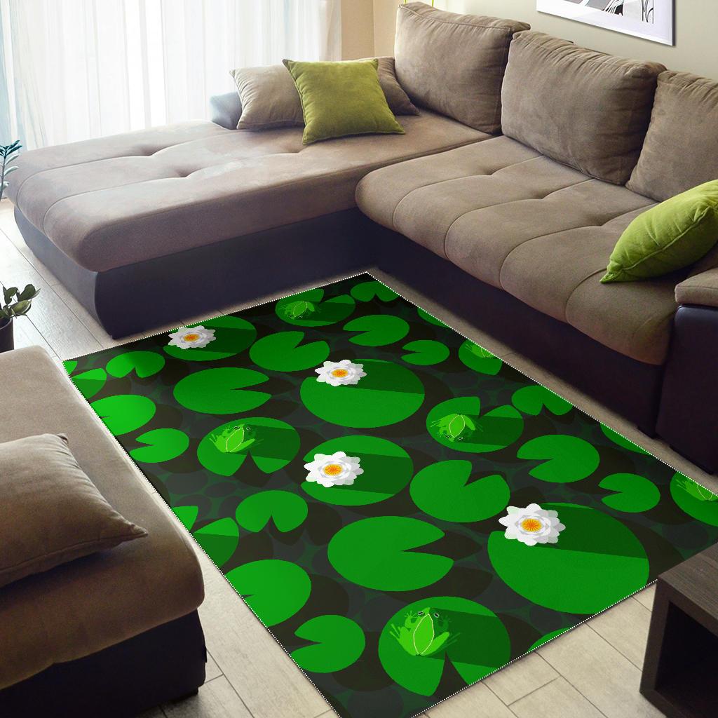 Frog waterlily pattern Area Rug