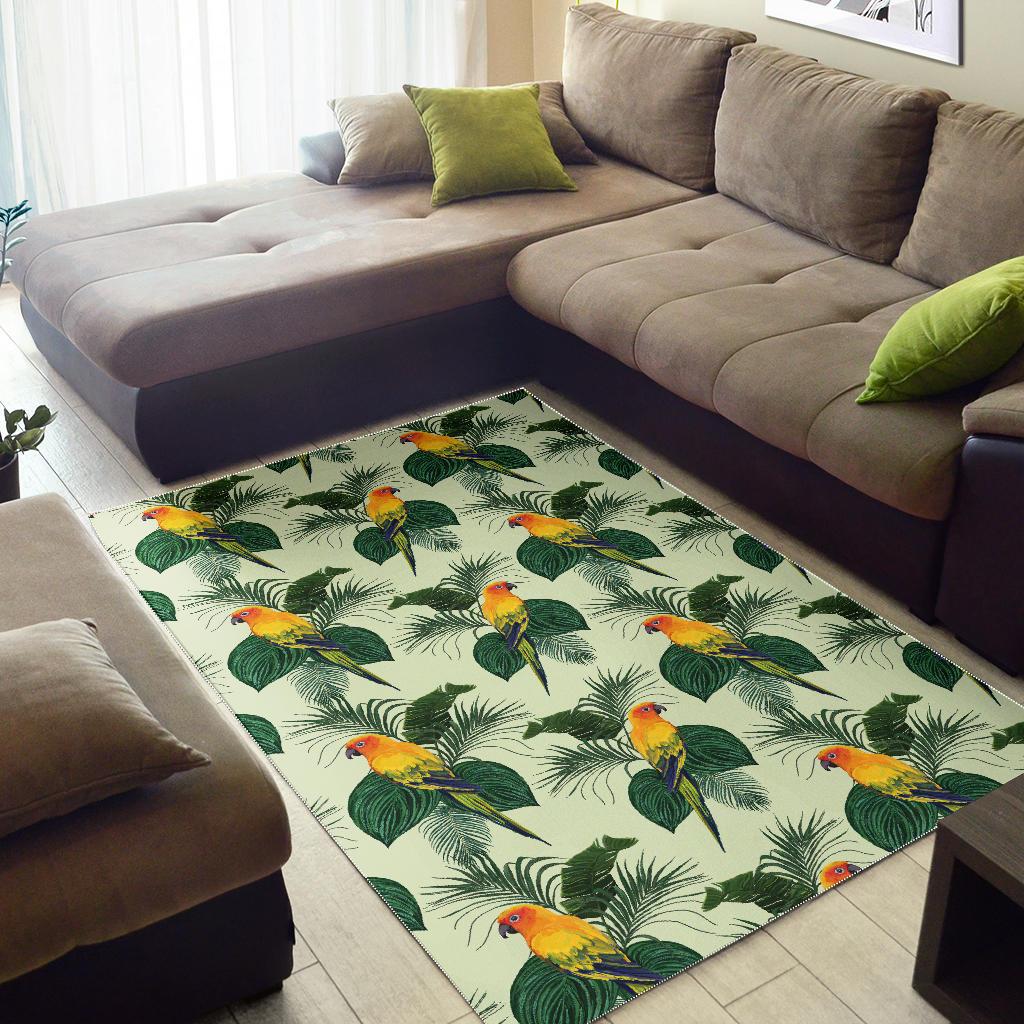 Beautiful parrot palm leaves pattern Area Rug