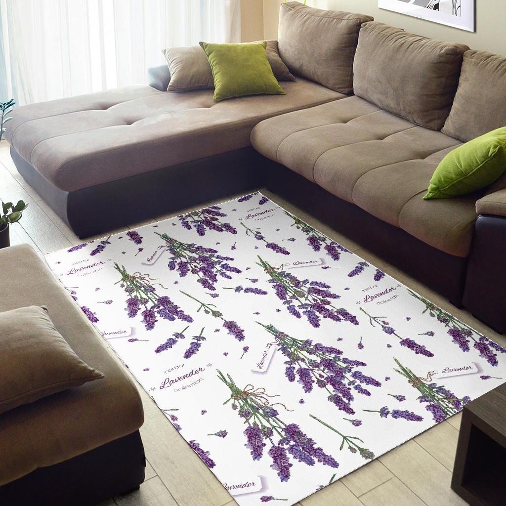 lavender flower design pattern Area Rug