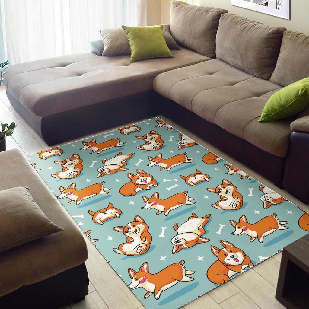 Cute Corgi Pattern Area Rug
