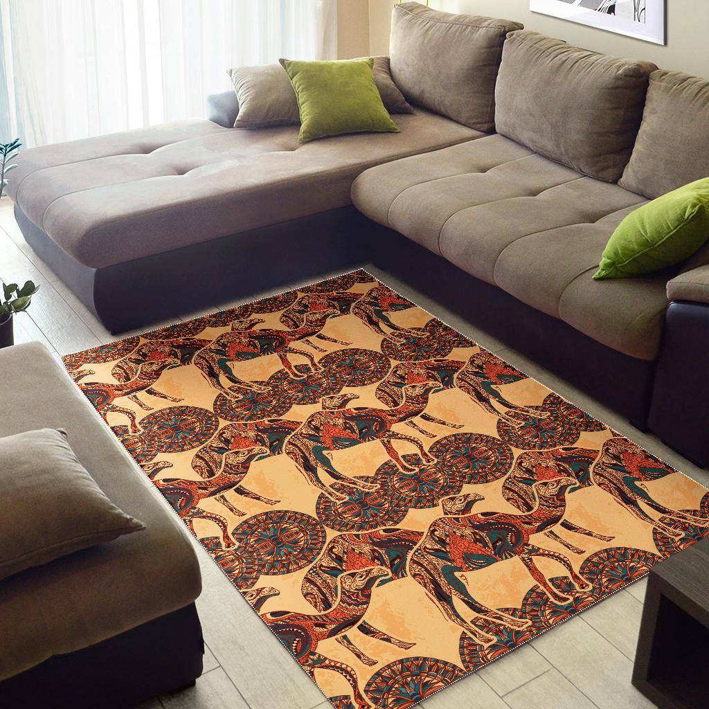 Camel polynesian tribal design pattern Area Rug