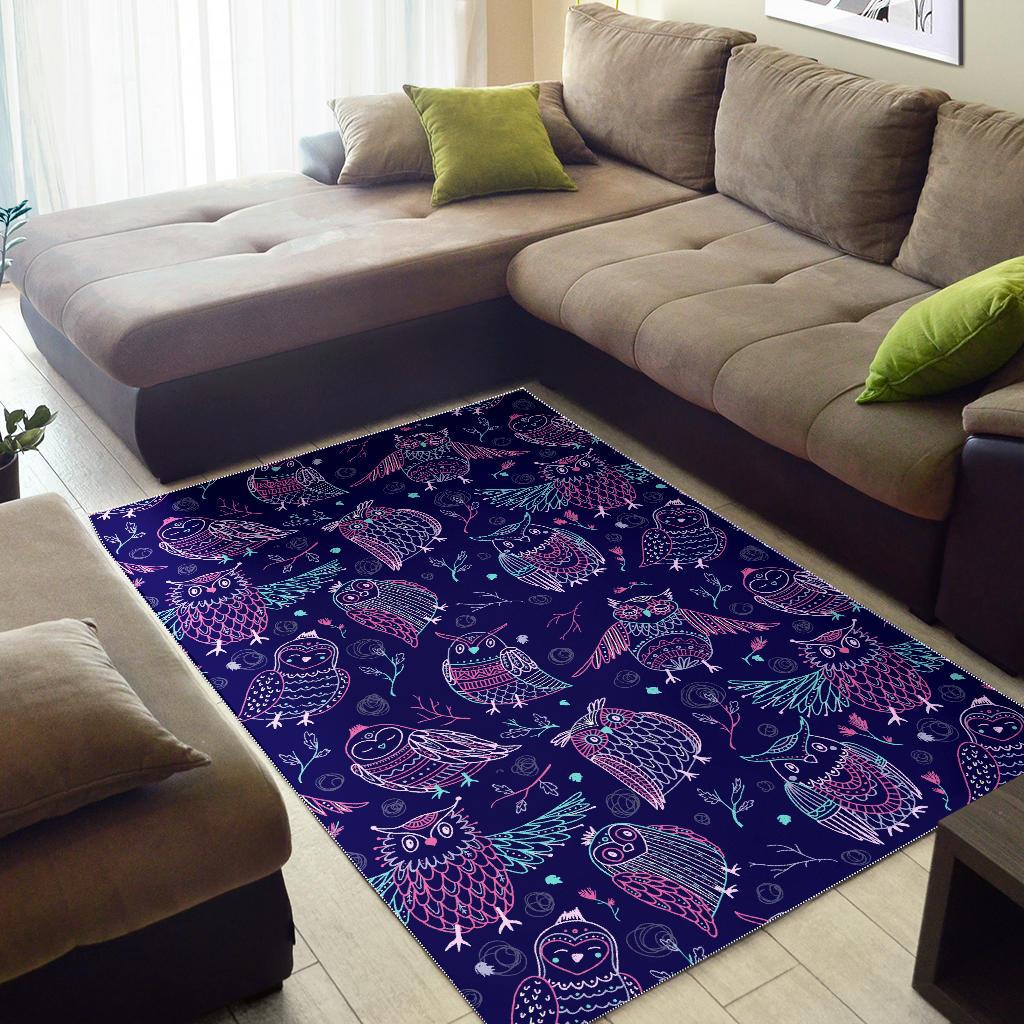 Cute owls pattern boho style ornament Area Rug