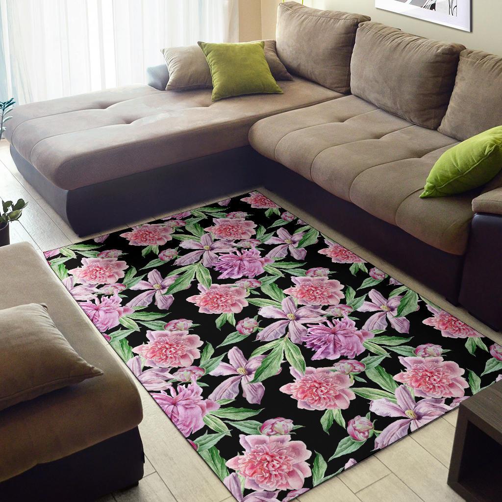 Peony Pattern Print Design PE08 Area Rugs