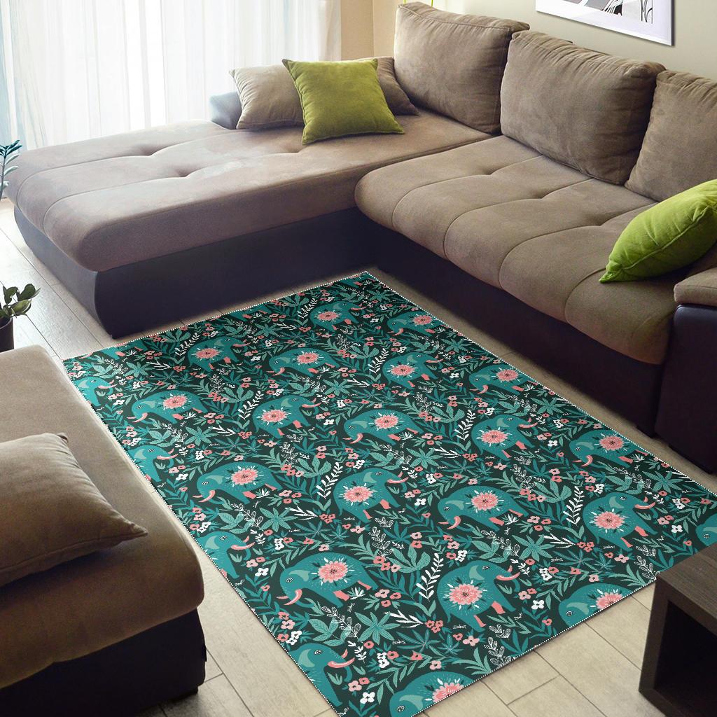 Elephants jungle pattern Area Rug