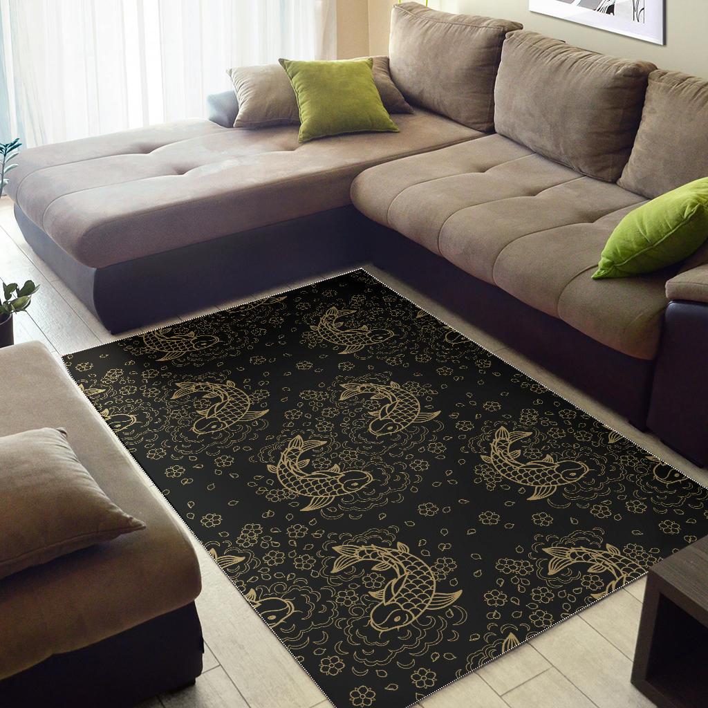 Gold Koi Fish Carp Fish Pattern Area Rug