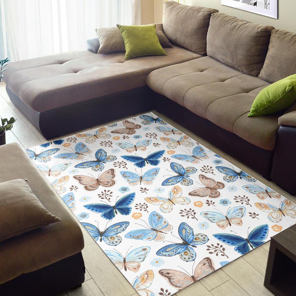 blue butterfly pattern Area Rug
