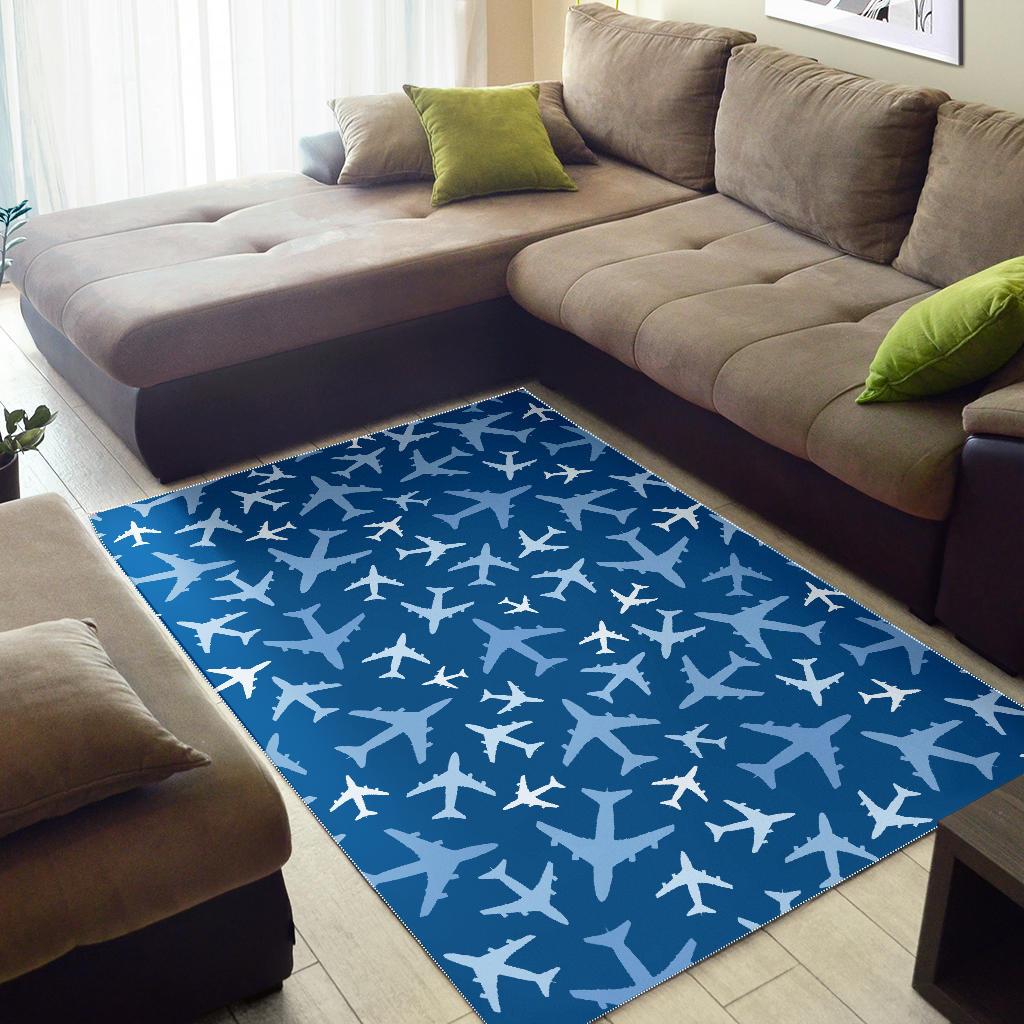 Airplane pattern in the sky Area Rug