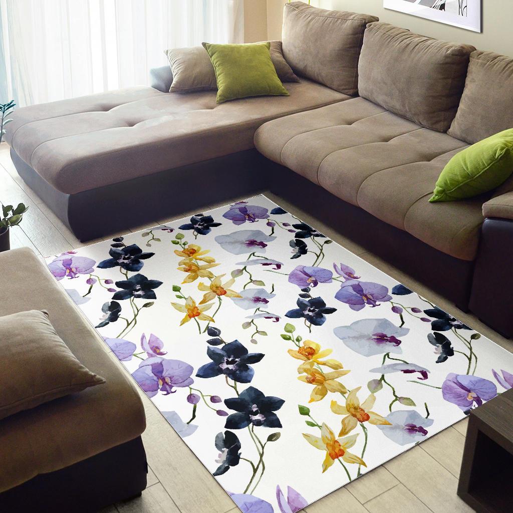 Orchid Pattern Background Area Rug