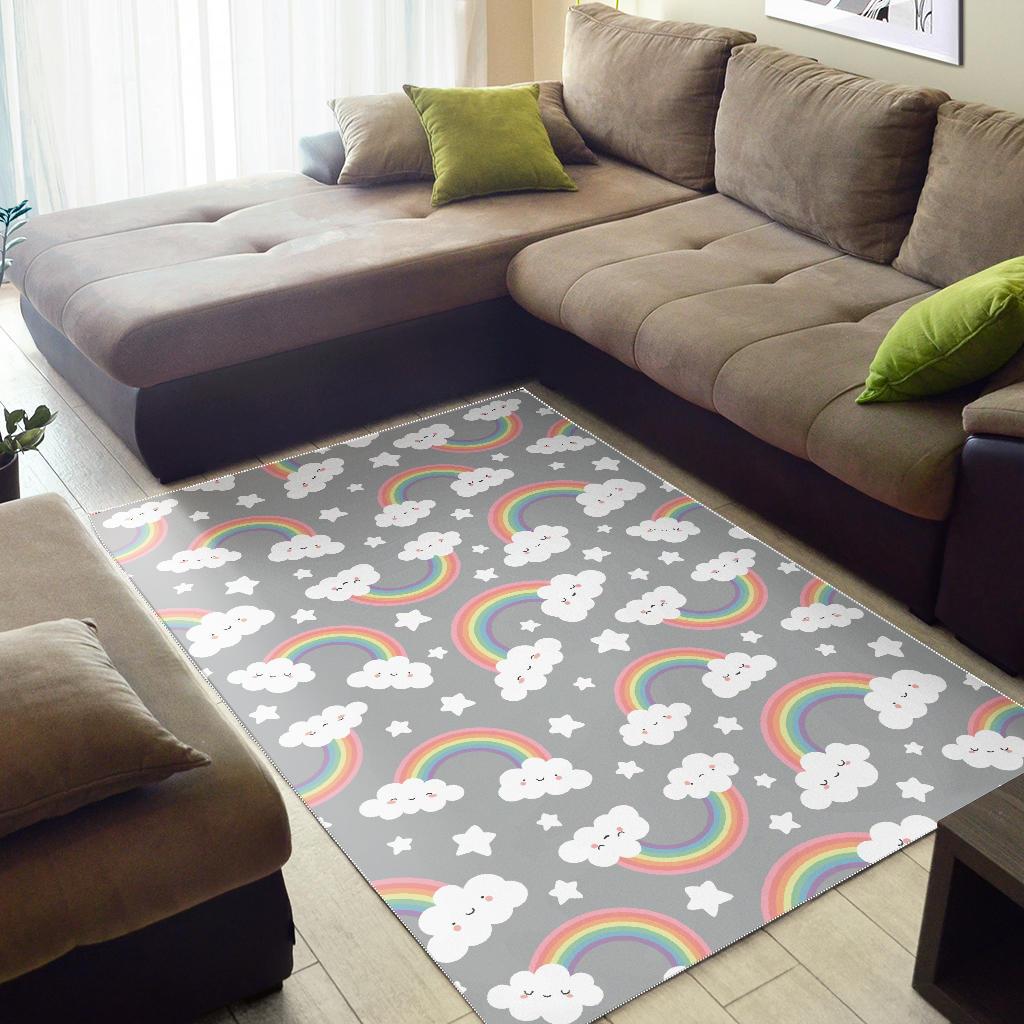 Cute rainbow clound star pattern Area Rug