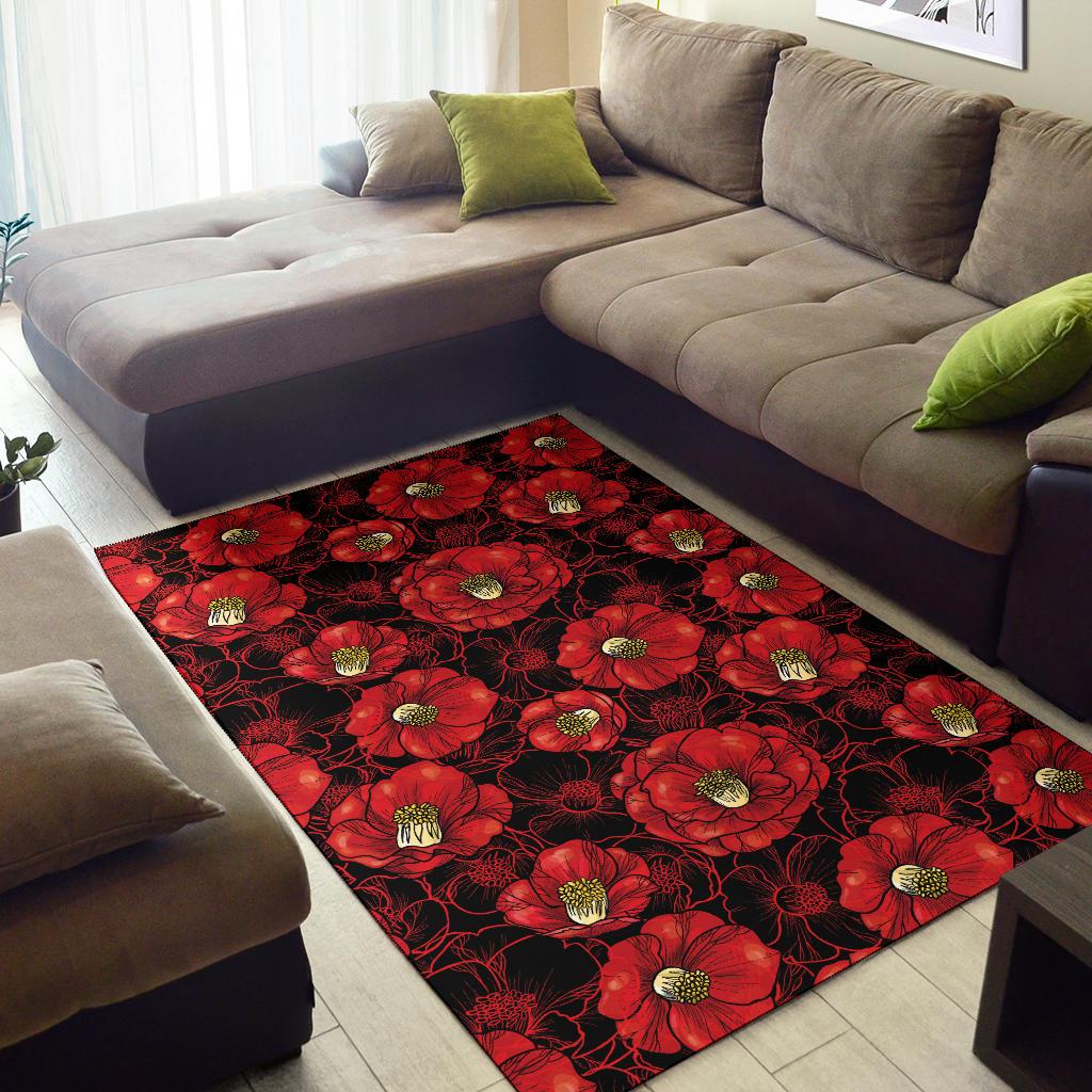 Camellia Pattern Print Design CM06 Area Rugs